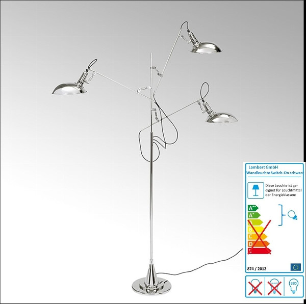 Lambert Stehleuchte Switch On, 3-armig, vernickelt