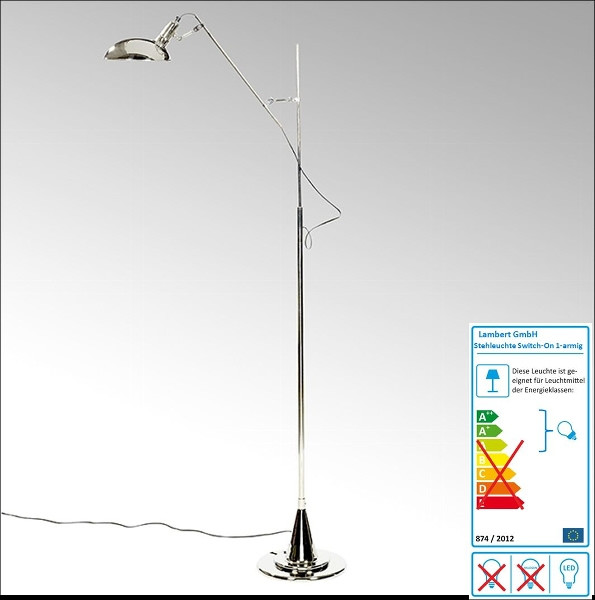 Lambert Stehleuchte Switch On, 1-armig, vernickelt
