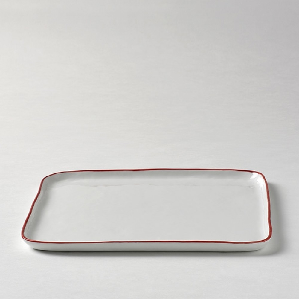 Lambert quadratischer Teller / Hauptspeisenteller, Porzellan Piana - Rot