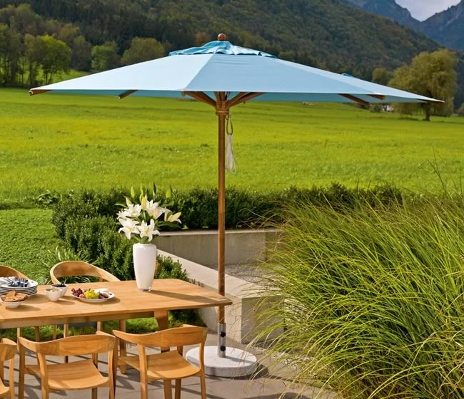 Weishäupl Teakschirm, Ø 450 cm, 8-eckig - Stoffbespannung ACRYLTUCH